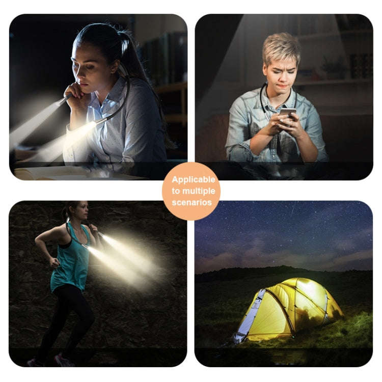 LED Hanging Neck Light Universal Hose Eye Protection Reading Light, Space Silver, Elegant Black