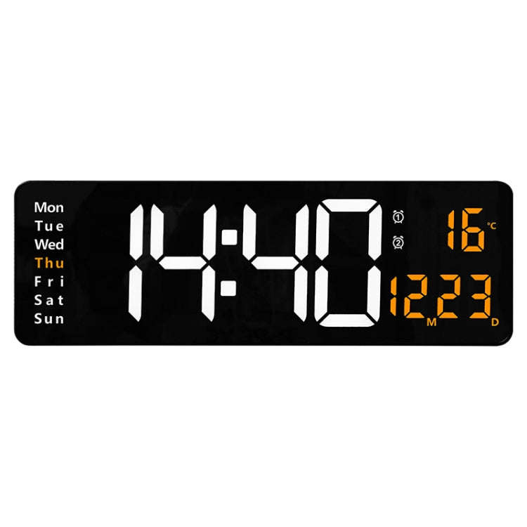 6626 Living Room Wall-Mounted Large Screen Display LED Digital Clock, 16 Inch White Temperature, ...