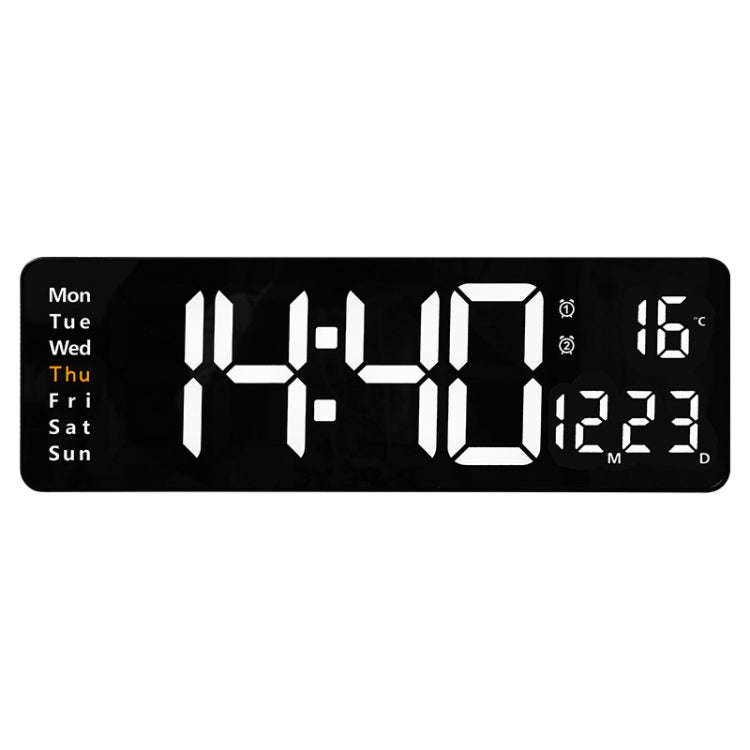 6626 Living Room Wall-Mounted Large Screen Display LED Digital Clock, 16 Inch White Temperature, ...