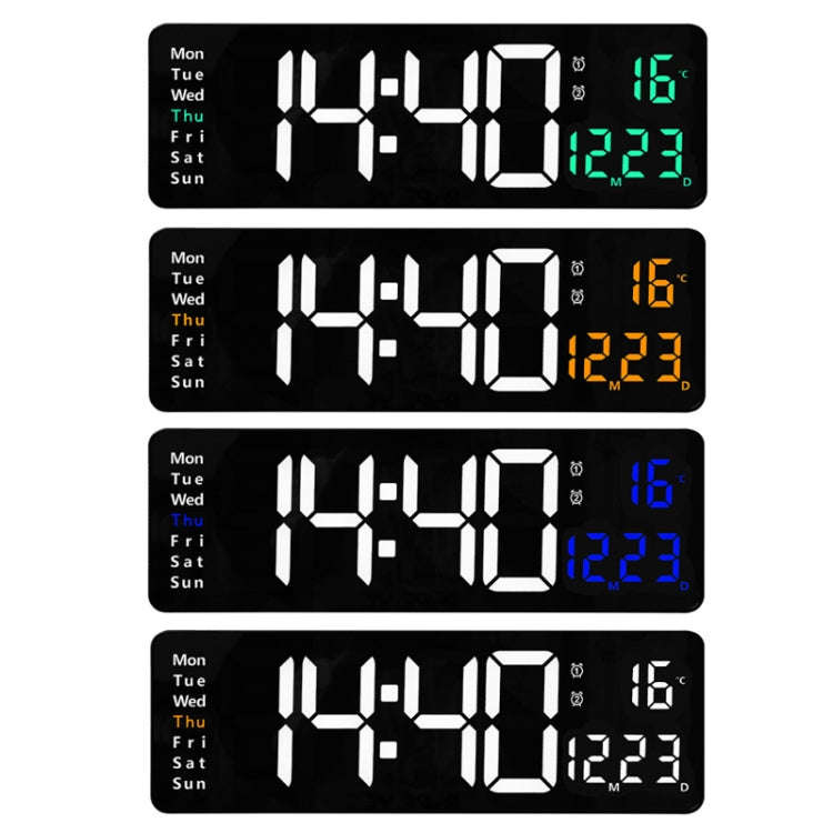 6626 Living Room Wall-Mounted Large Screen Display LED Digital Clock, 16 Inch White Temperature, ...