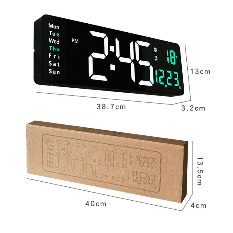 6626 Living Room Wall-Mounted Large Screen Display LED Digital Clock, 16 Inch White Temperature, ...