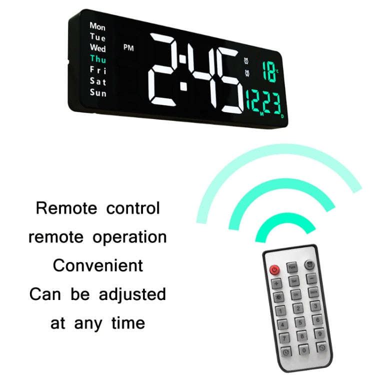 6626 Living Room Wall-Mounted Large Screen Display LED Digital Clock, 16 Inch White Temperature, ...