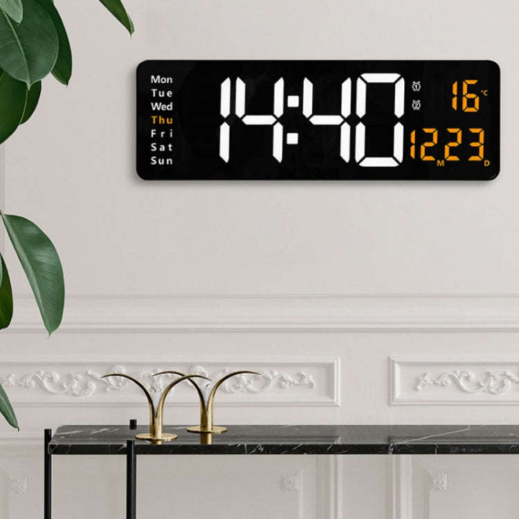 6626 Living Room Wall-Mounted Large Screen Display LED Digital Clock, 16 Inch White Temperature, ...