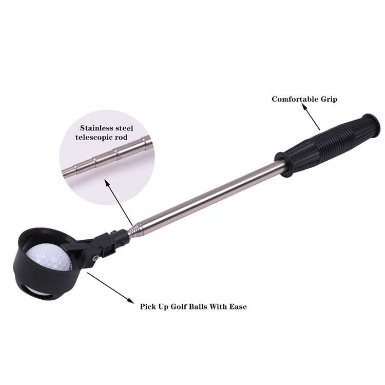 Golf 8 Sections Foldable Antenna Rod Stainless Steel Ball Picker, ZH-016 Orange, ZH-016 Black