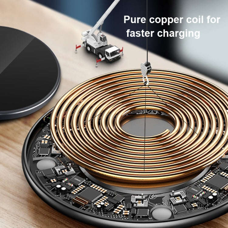 15W Metal Round Wireless Charger Smart Fast Charge, Black + Black Surface, Silver + White Surface...