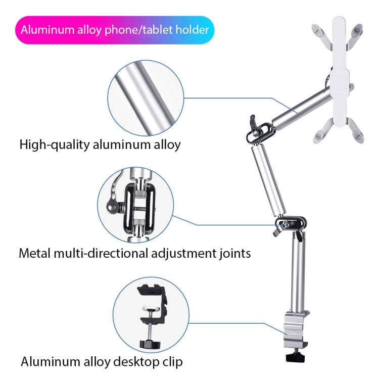 TB-03 Universal Desk Clamp Tablet Stand Aluminum Alloy Articulating Arm with 3-Section Folding & ...