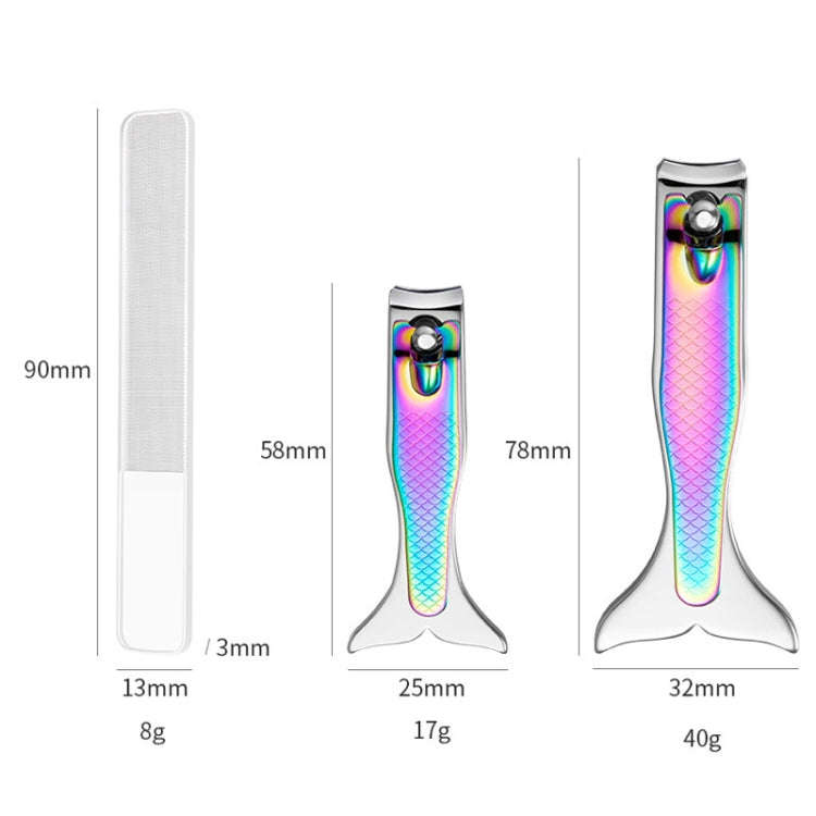 Small Color Titanium Nail Clipper Gradient Mermaid Handle Nail Clipper Nail Art Tool, 3 PCS Small...