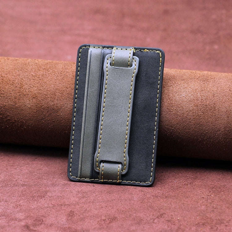 2 PCS Leather Phone Card Sleeve Back Sticker Wrist Pull Strap Holder, Card Sleeve Black, Card Sle...