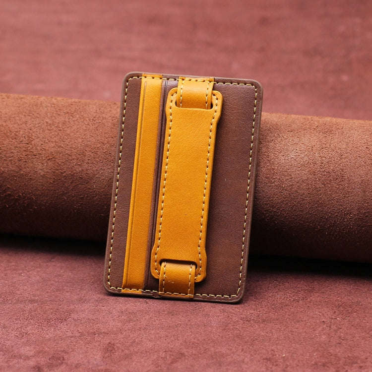2 PCS Leather Phone Card Sleeve Back Sticker Wrist Pull Strap Holder, Card Sleeve Black, Card Sle...