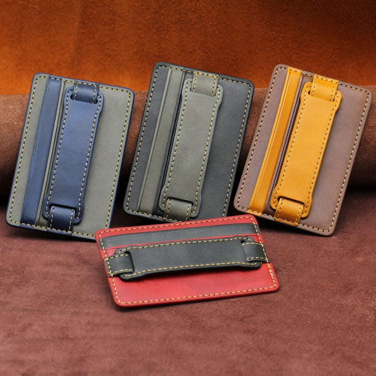 2 PCS Leather Phone Card Sleeve Back Sticker Wrist Pull Strap Holder, Card Sleeve Black, Card Sle...