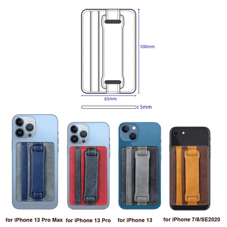 2 PCS Leather Phone Card Sleeve Back Sticker Wrist Pull Strap Holder, Card Sleeve Black, Card Sle...