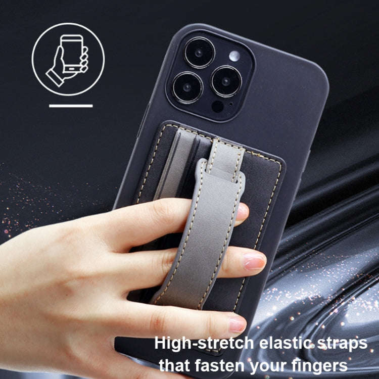 2 PCS Leather Phone Card Sleeve Back Sticker Wrist Pull Strap Holder, Card Sleeve Black, Card Sle...