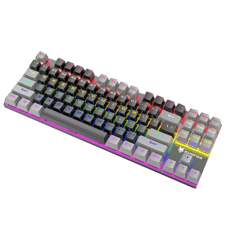 XUNFOX K80 87 Keys Wired Gaming Mechanical Illuminated Keyboard, Cable Length:1.5m, White Yellow,...