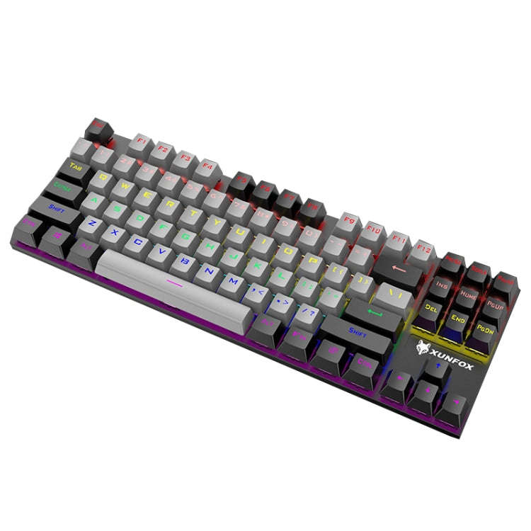 XUNFOX K80 87 Keys Wired Gaming Mechanical Illuminated Keyboard, Cable Length:1.5m, White Yellow,...