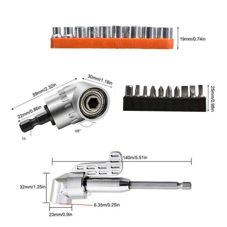 22 PCS / Set Screwdriver Corner Universal Soft Shaft Hex Handle Batch Combination Tool, 22 PCS / ...