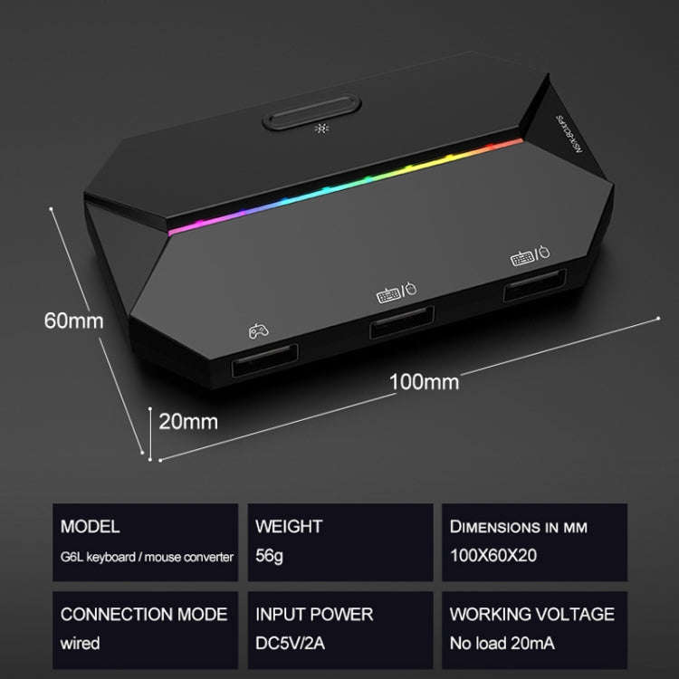 ZIYOU LANG G6L Gamepad To Keyboard Mouse Converter For Nintendo Switch / Xbox / PS4,Specification...