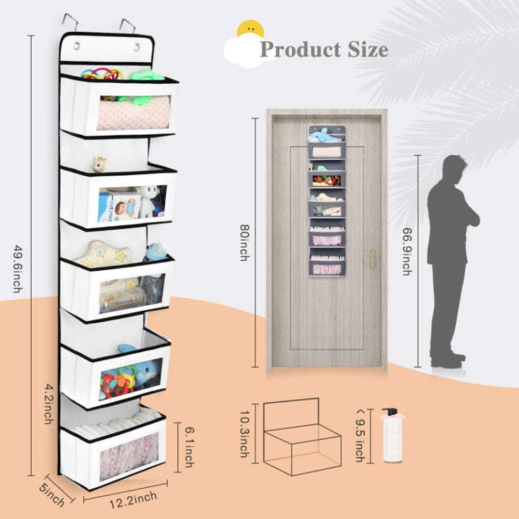 Five-Layer Non-Woven Door Rear Storage Hanging Bag, Five-Layer Non-Woven White, Five-Layer Non-Wo...