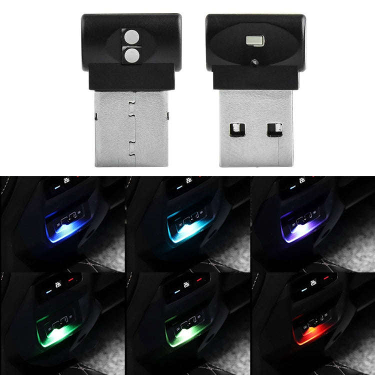 2 PCS Car USB Atmosphere Light LED Decorated Lighting Light, Colorful Adjustable