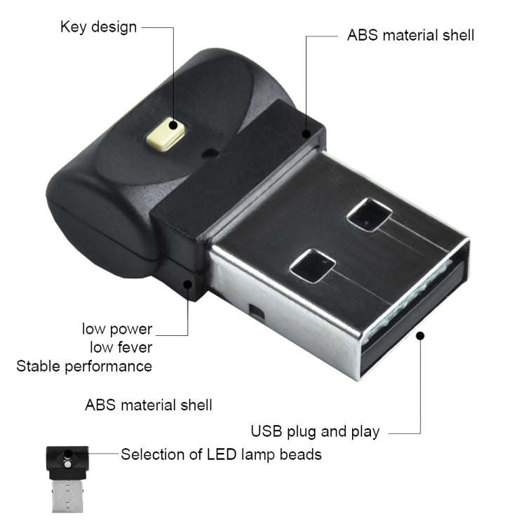 2 PCS Car USB Atmosphere Light LED Decorated Lighting Light, Colorful Adjustable