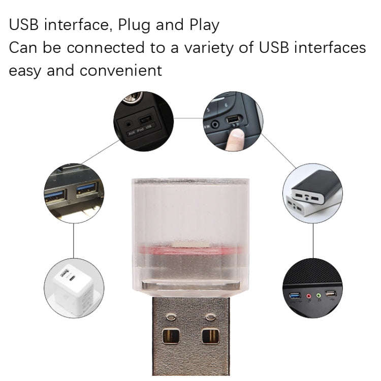 Car Decorative USB Universal LED Atmosphere Lamp, White, Ice Blue, Purple, Red, Yellow, Deep Blue...