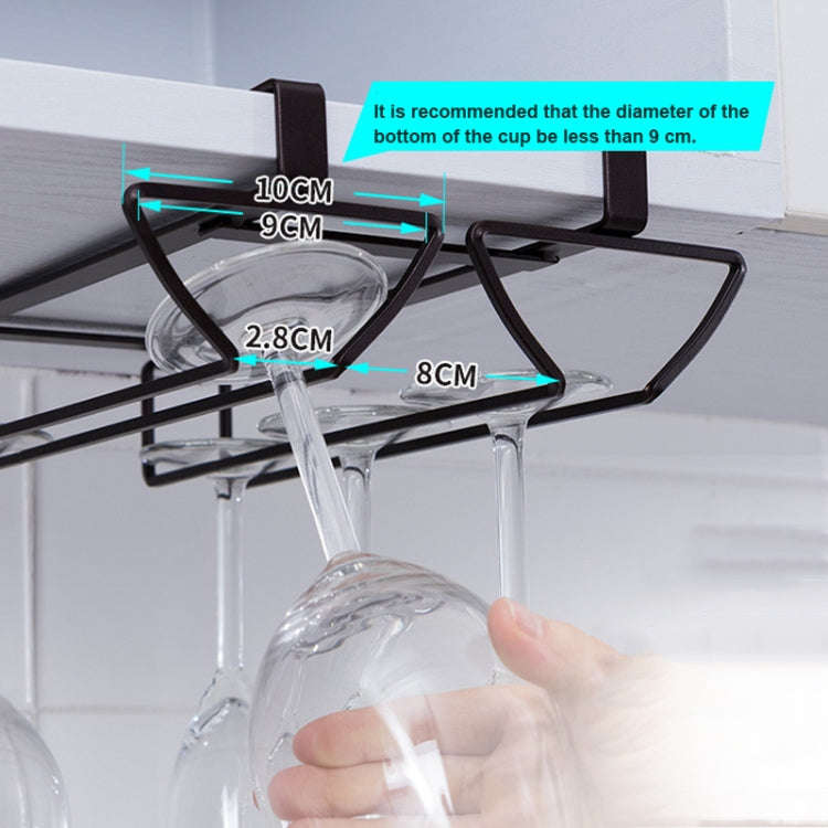 Free Punch Cabinet Wrought Iron Wine Glass Holder Upside Down Rack,Style:, Double Row