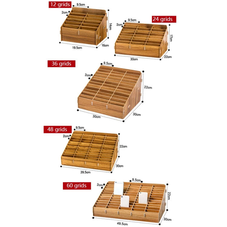 D-86 Office Conference Classroom Mobile Phone Storage Box, Style:, 12 Grids (Walnut), 12 Grids (O...