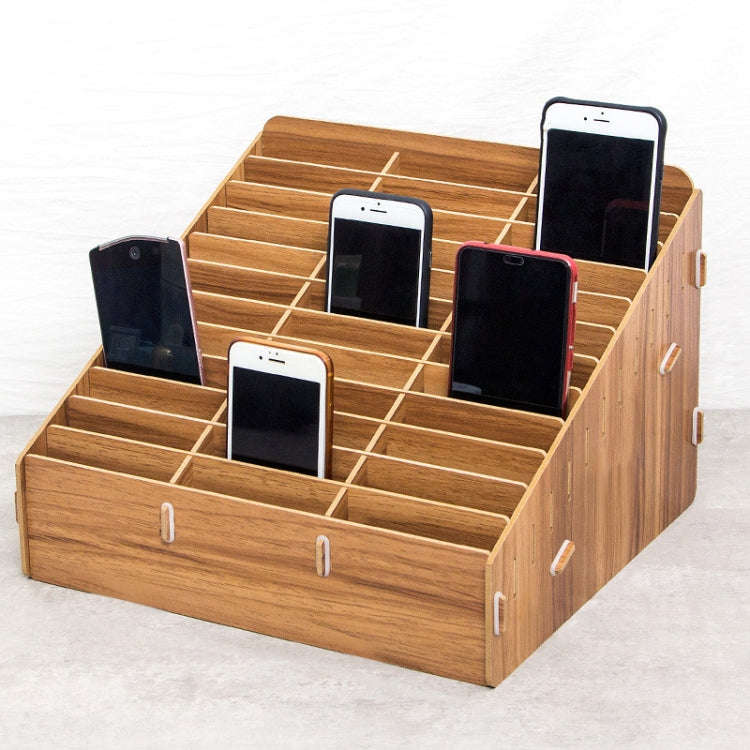 D-86 Office Conference Classroom Mobile Phone Storage Box, Style:, 12 Grids (Walnut), 12 Grids (O...