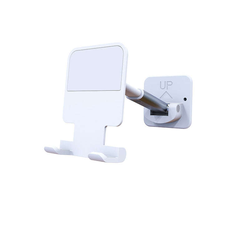 2 PCS T11 Wall Paste Mobile Phone Bracket Foldable Lift Bathroom Kitchen Wall Bracket, Black, White