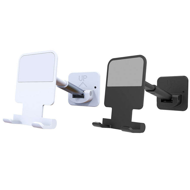 2 PCS T11 Wall Paste Mobile Phone Bracket Foldable Lift Bathroom Kitchen Wall Bracket, Black, White