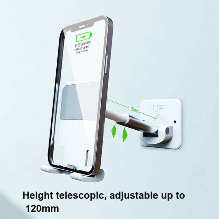 2 PCS T11 Wall Paste Mobile Phone Bracket Foldable Lift Bathroom Kitchen Wall Bracket, Black, White