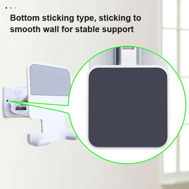 2 PCS T11 Wall Paste Mobile Phone Bracket Foldable Lift Bathroom Kitchen Wall Bracket, Black, White