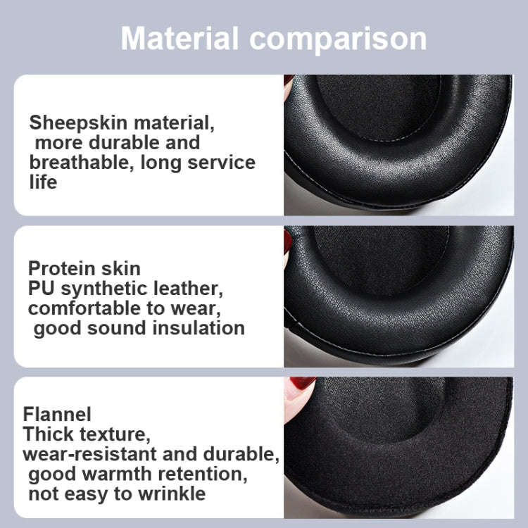 2 PCS  Earmuffs for Audio-Technica AD1000X AD2000X AD900X AD700X,Style:, Black Protein Skin, Blac...