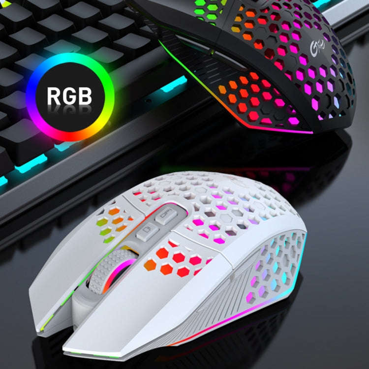 FMOUSE  X801 8 Keys 1600DPI Hollow Luminous Gaming  Office Mouse,Style:, Black Wireless Rechargea...