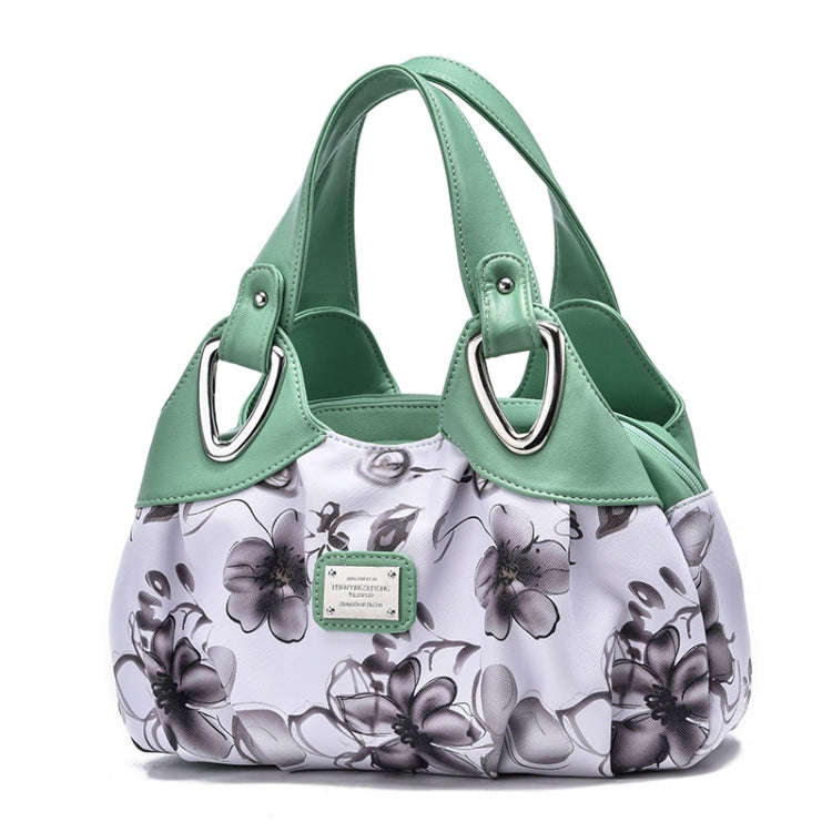 722 Women Soft Leather Handbag, Green handle Lily, Green Handle Rose, White Handle Green Flower, ...