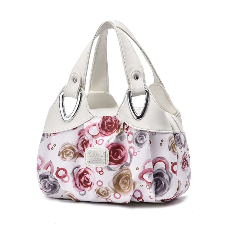 722 Women Soft Leather Handbag, Green handle Lily, Green Handle Rose, White Handle Green Flower, ...