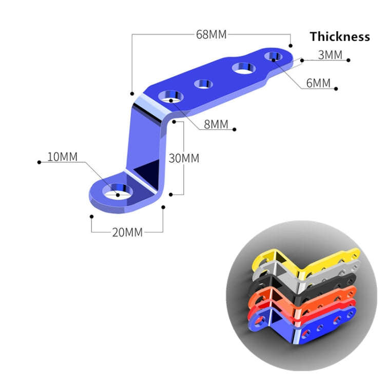 2 PCS Multifunction Motorcycle Modification Accessories Rearview Mirror Lamp Bracket, Black, Blue...