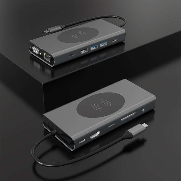 BX13V 13 In 1 Type-C Docking Station Wireless Charging Hub, BX13V