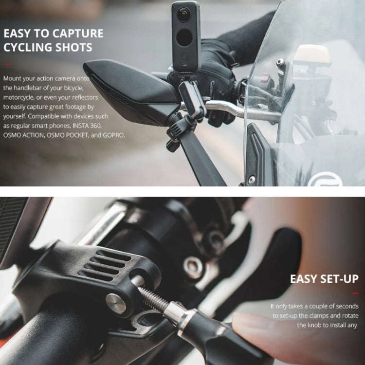 PGYTECH Action Camera Handlebar Mount For Insta360 ONE / ONE R / OSMO Action / GoPro, Handlebar M...