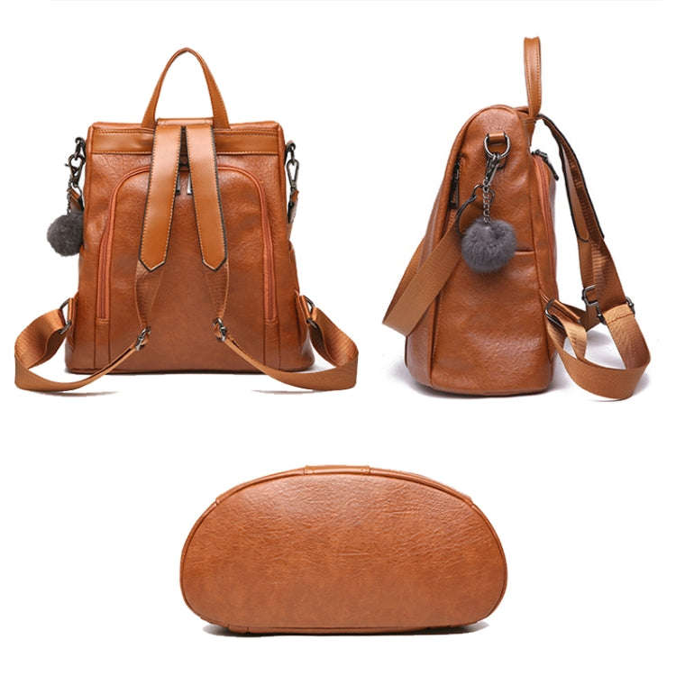 TFZ468 Vintage PU Soft Leather Ladies Backpack, Black, Khaki