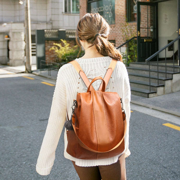 TFZ468 Vintage PU Soft Leather Ladies Backpack, Black, Khaki