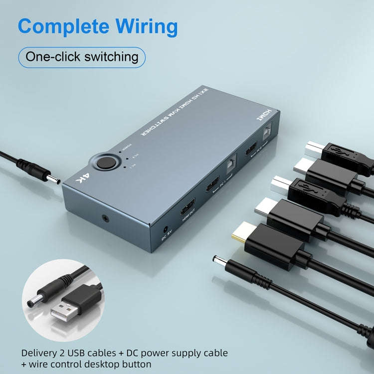 2 In 1 Out 4K 60Hz KVM HDMI Switch  USB Swltch Splitter Box HUB