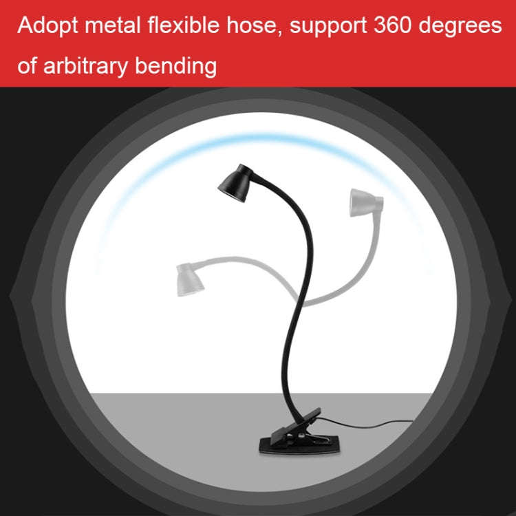 668A001 USB 360 Degree Bend Hose Desk Lamp, Spec:, White Stepless Dimming, Black Stepless Dimming...