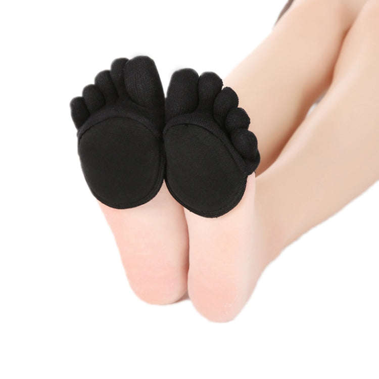 Pair Anti-Friction Half Palm Sponge Invisible Five-Finger Socks, All Fingers Black, All Fingers F...