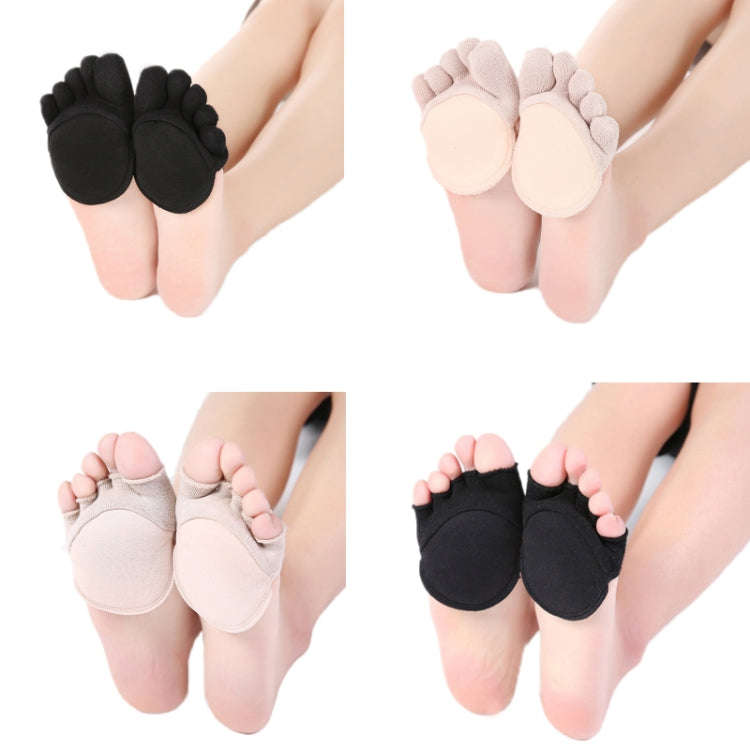 Pair Anti-Friction Half Palm Sponge Invisible Five-Finger Socks, All Fingers Black, All Fingers F...
