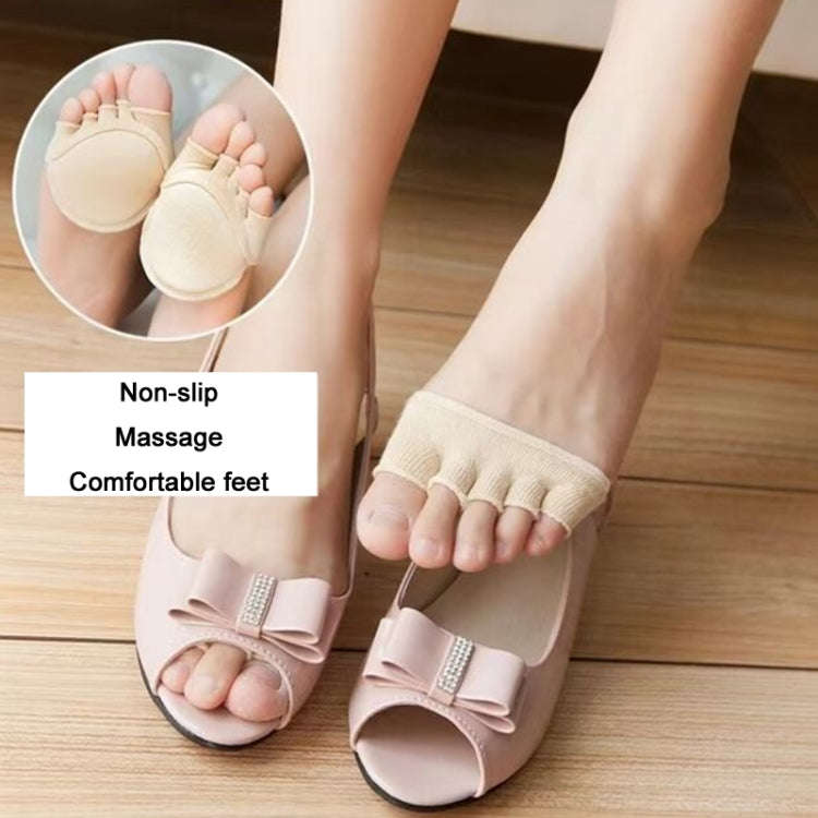 Pair Anti-Friction Half Palm Sponge Invisible Five-Finger Socks, All Fingers Black, All Fingers F...