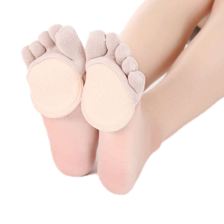 Pair Anti-Friction Half Palm Sponge Invisible Five-Finger Socks, All Fingers Black, All Fingers F...