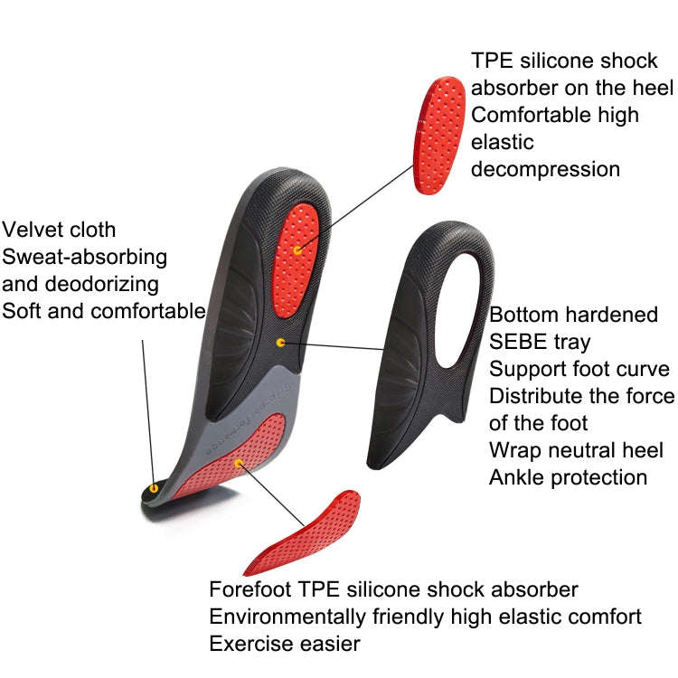 Silicone Shock-absorbing Breathable Sweat-absorbing TPE Insoles, For 36/37cm, For 38/39cm, For 40...