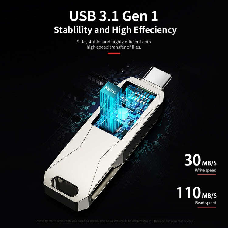 Netac U782C Type-C Dual Interface High-Speed Metal Computer USB Flash Drive, 32GB, 64GB, 128GB