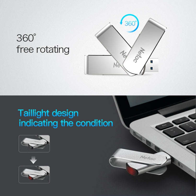 Netac U388 High Speed USB3.0 Metal Rotating Car Computer U Disk, 32GB, 64GB, 128GB