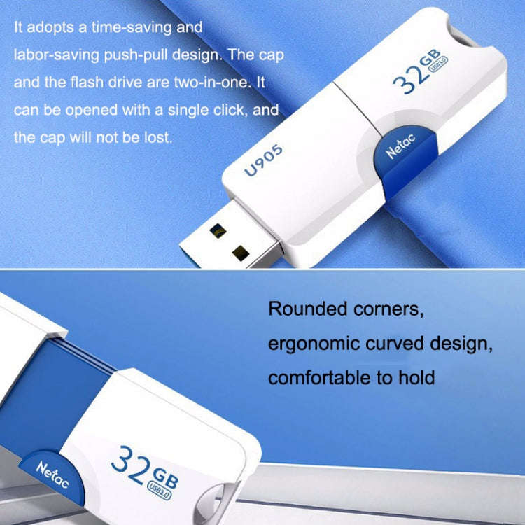 Netac U905 High Speed USB3.0 Retractable Car Music Computer USB Flash Drive, 64GB, 128GB